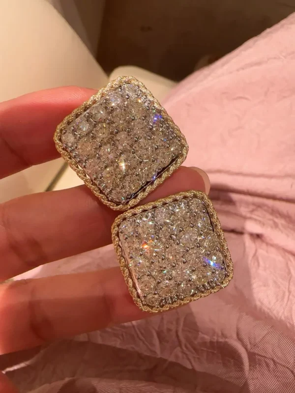 Velriza Empire Square Pave Rope Earrings