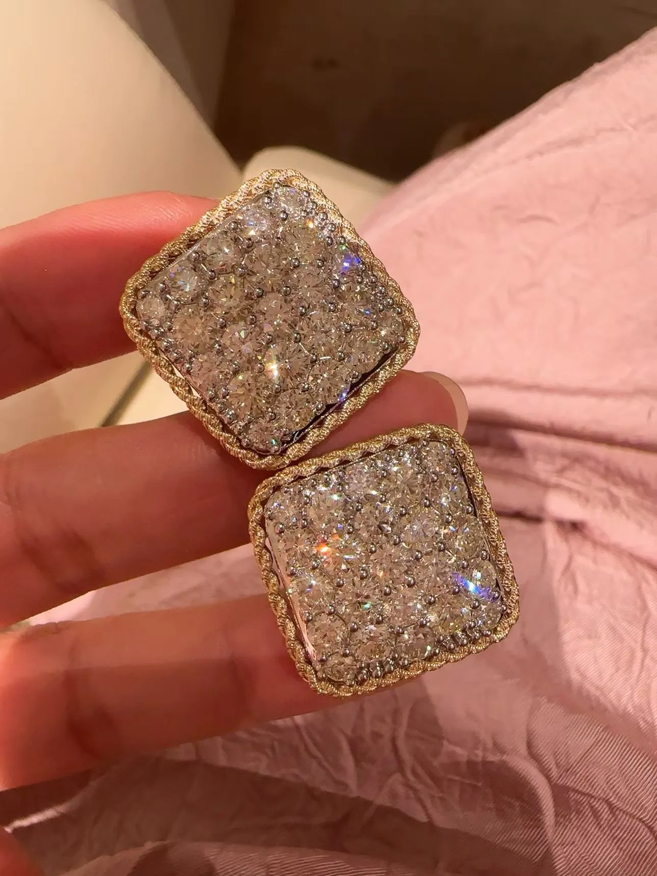 Velriza Empire Square Pave Rope Earrings